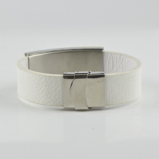 White Leather natural Amber bracelet for men